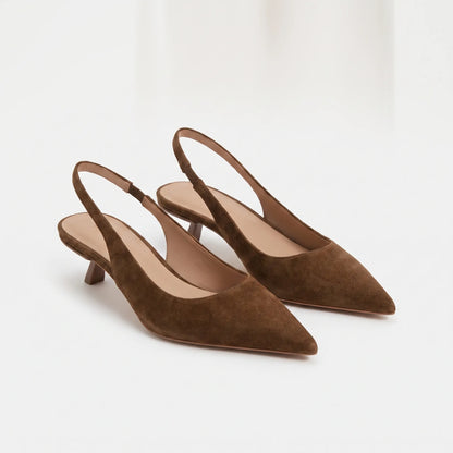 Slingback Sandaler Med Spetsig Tå Och Låg Klack - Carrie