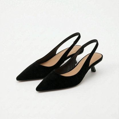 Slingback Sandaler Med Spetsig Tå Och Låg Klack - Carrie