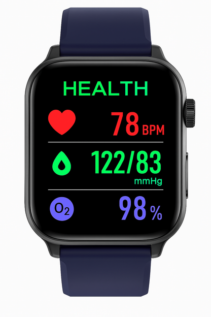Smartklocka för hälsa och träning – EKG, blodtryck, pulsmätning – kompatibel med iOS och Android