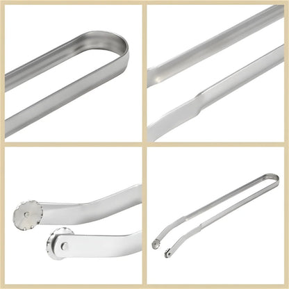 Edelstahl Grillzange, silber, langlebig, rutschfest, ideal für Grillen und Kochen.