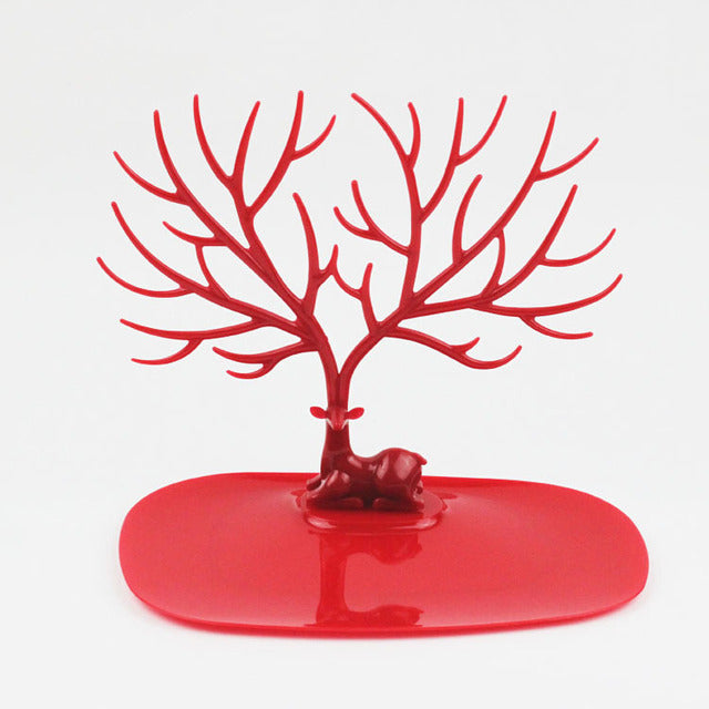 Roter Hirsch Schmuckhalter, Kunststoff, Schmuckständer, Geweih-Design, Dekoration, Organizer.