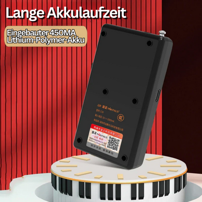 Schwarzes tragbares Ladegerät mit 450mAh Lithium-Polymer-Akku, lange Akkulaufzeit.