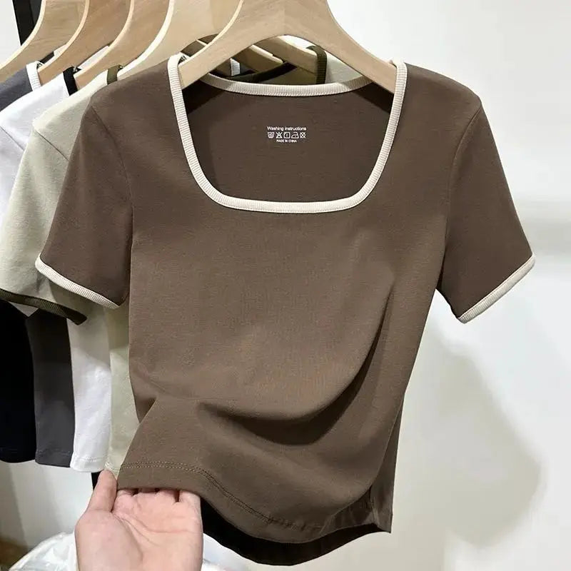 Square Neck Short Sleeve Top - Sarah
