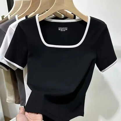 Square Neck Short Sleeve Top - Sarah