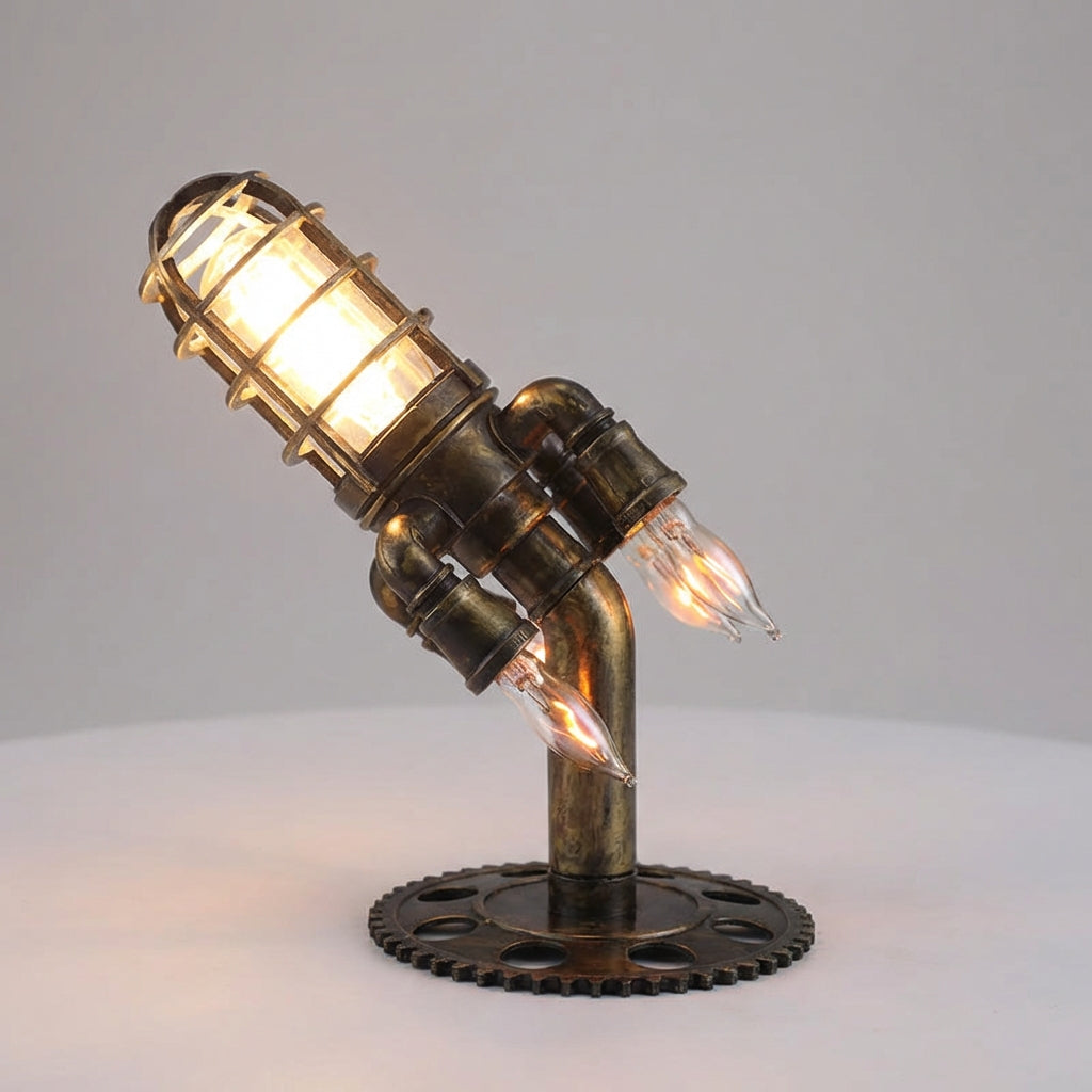 Steampunk Rocket Table Lamp - Aetherock
