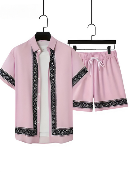 Boho sommarset för herrar, tvådelat: skjorta och shorts, avslappnat - Malik