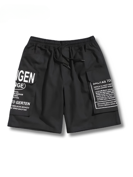 Sommarshorts för herr med bokstavstryck, streetstyle-look – Milan