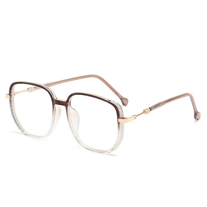 Brillen mit Anti-Blaulicht-Filter, quadratisch, braun-transparent, modisch, Unisex.