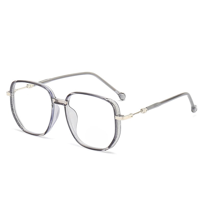 Stylische Anti-Blaulicht Lesebrille, transparent, quadratisch, Metallrahmen, Unisex.