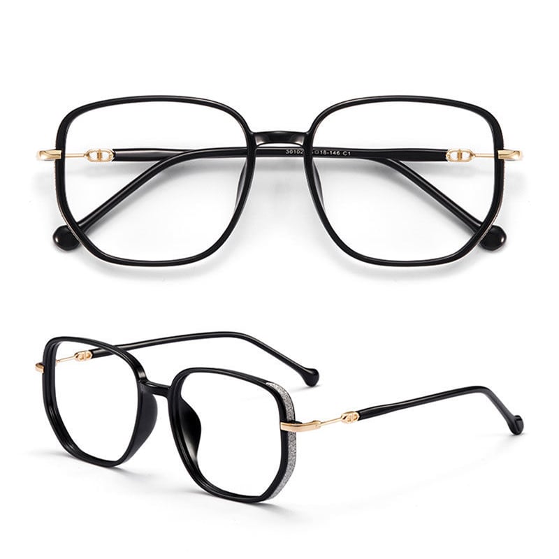 Schwarze Anti-Blaulicht-Lesebrille, rechteckig, stilvoll, für Männer und Frauen.