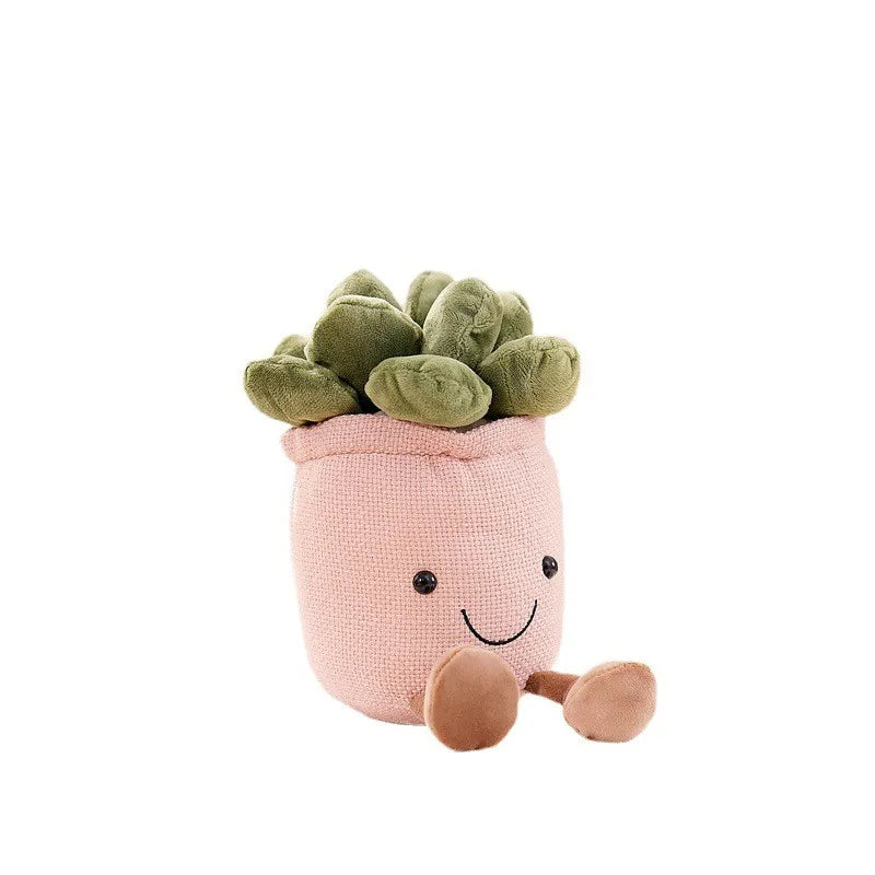 Kuscheltier Sukkulente, rosa Topf, grüne Blätter, Plüsch, Geschenkidee, Kinderzimmer Deko.