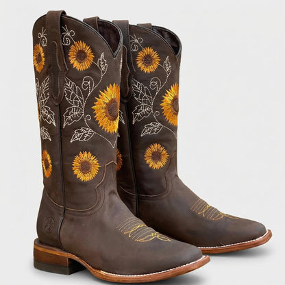 Sunflower Embroidered Western Cowboy Boot - Yvette