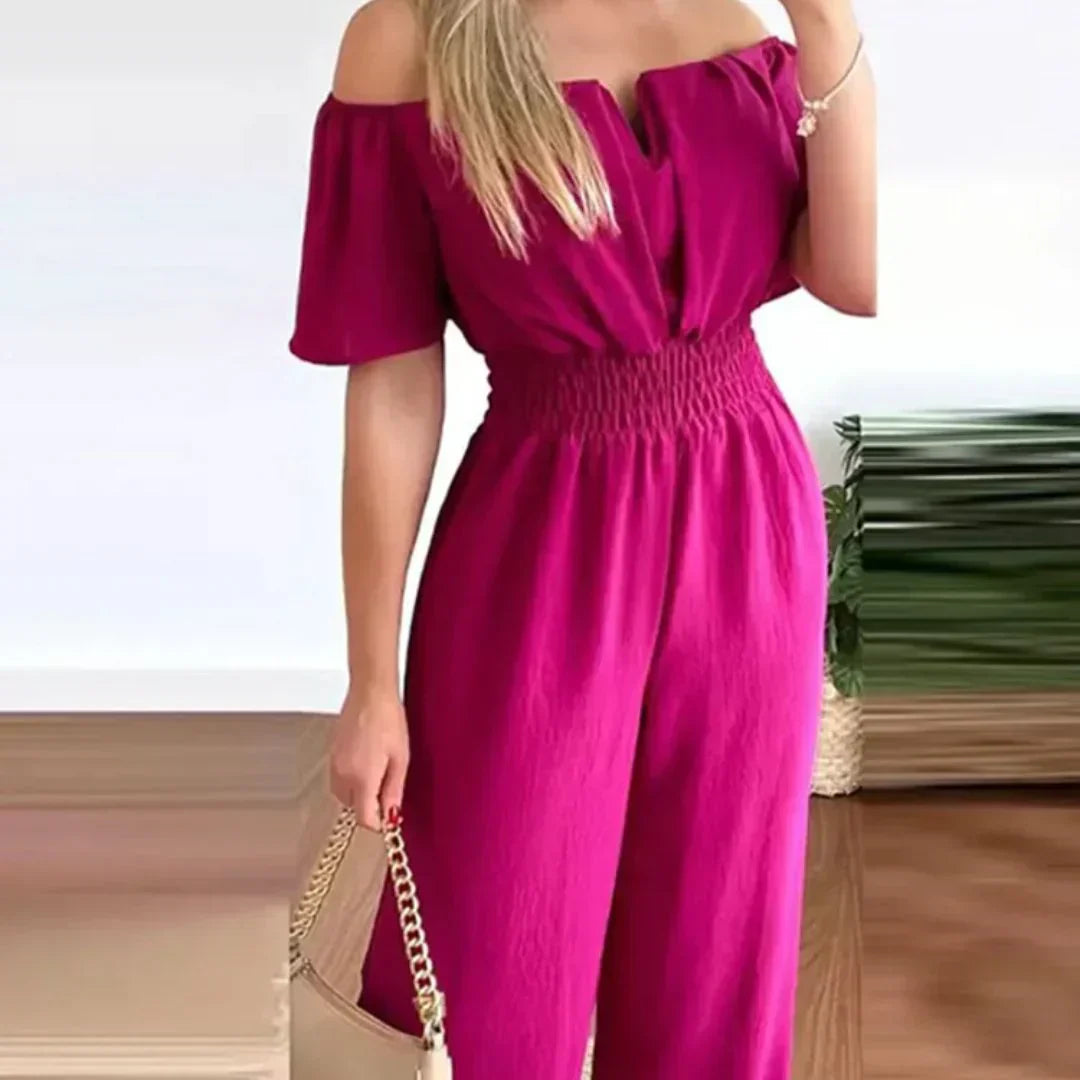 Off-Shoulder jumpsuit med korta ärmar – Lina