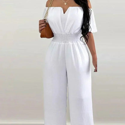 Off-Shoulder jumpsuit med korta ärmar – Lina