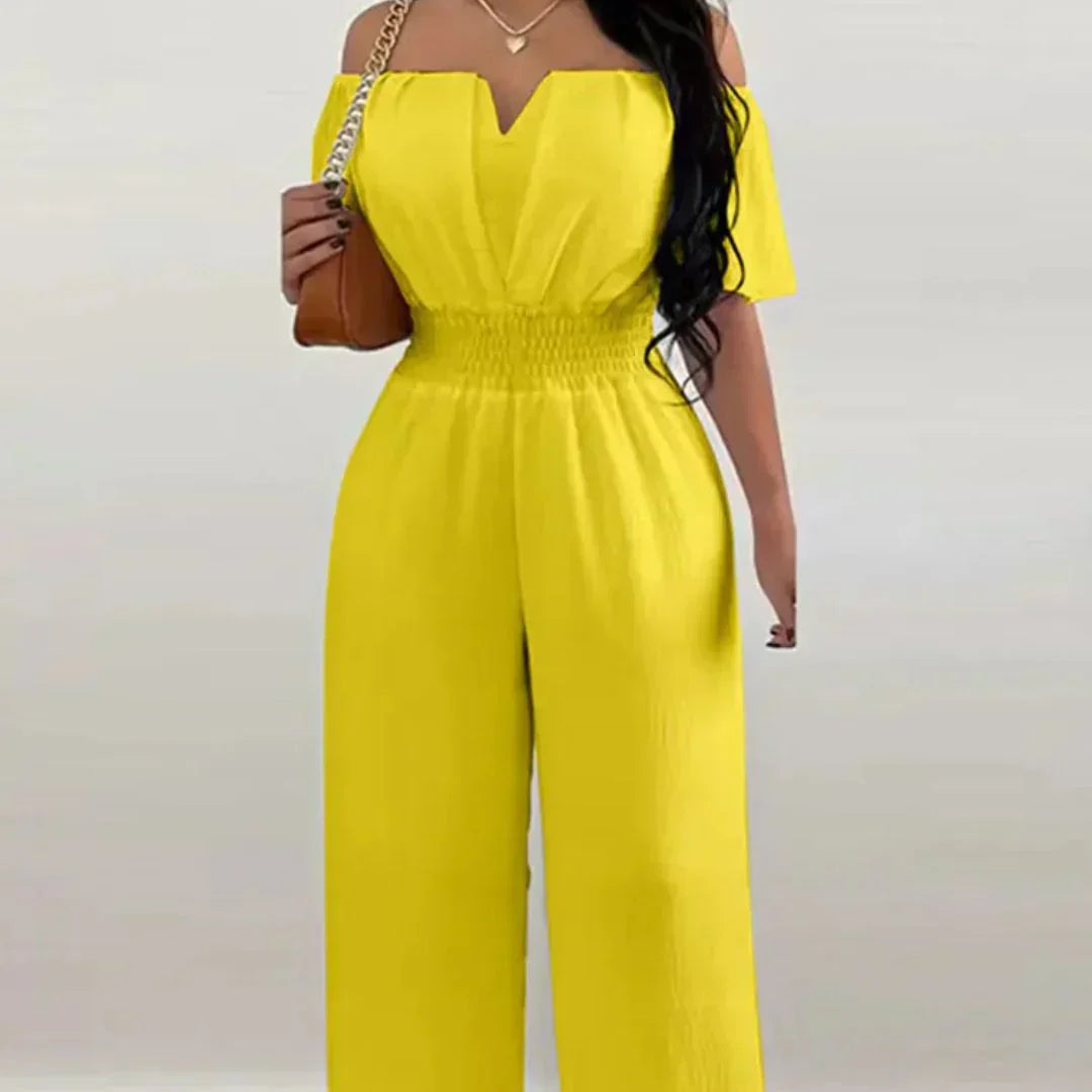 Off-Shoulder jumpsuit med korta ärmar – Lina