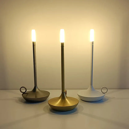 Drei LED-Tischlampen, gold, silber, weiß, dimmbar, USB-C, modern, Schlafzimmer, wiederaufladbar.