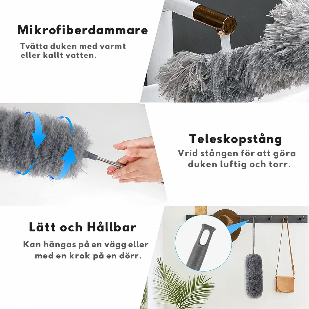 Extendable Microfiber Duster | Extra Long Reach | Flexible Head | Washable 6