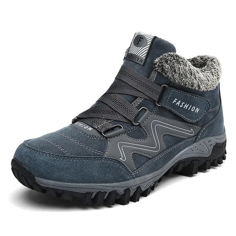 Thermische Schuhe, gefüttert, rutschfest, blau, Herren-Winterschuhe, Outdoor, wasserdicht.