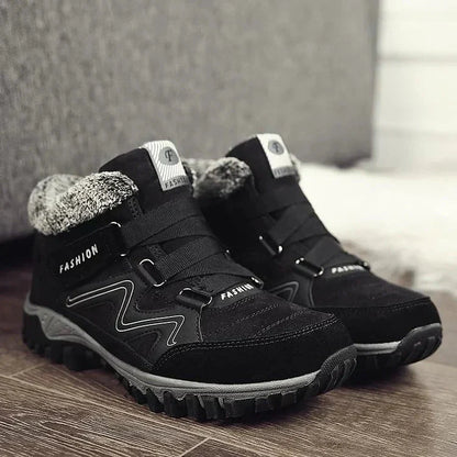 Schwarze thermische Schuhe, gefüttert, rutschfest, Winterstiefel für Herren.