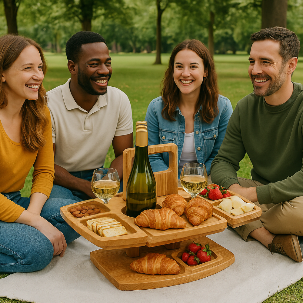 Bärbart picknickbord i trä för vin – WineNest