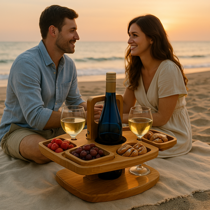 Bärbart picknickbord i trä för vin – WineNest