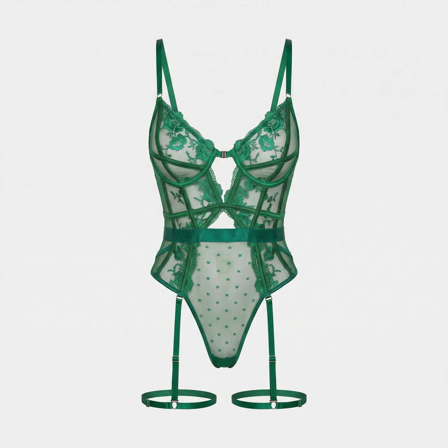 Transparenter Spitzen Body Mit Straps - Alissa