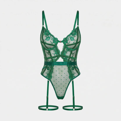 Transparenter Spitzen Body Mit Straps - Alissa