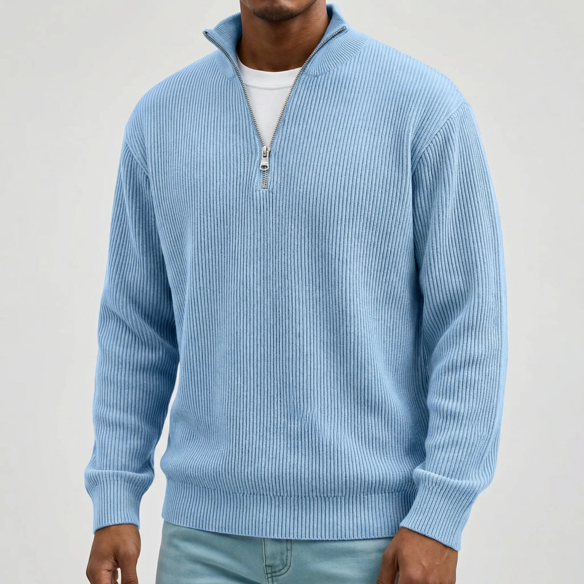 Men's Sweater | Ribbed Half-Zip Long Sleeve Pullover 3