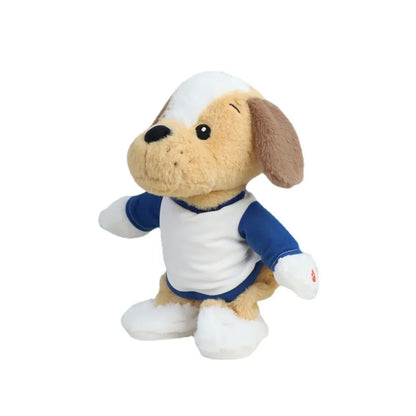 Plüschhund Spielzeug, beige-weiß, blaues Shirt, interaktiv, Kinder, Geschenkidee.