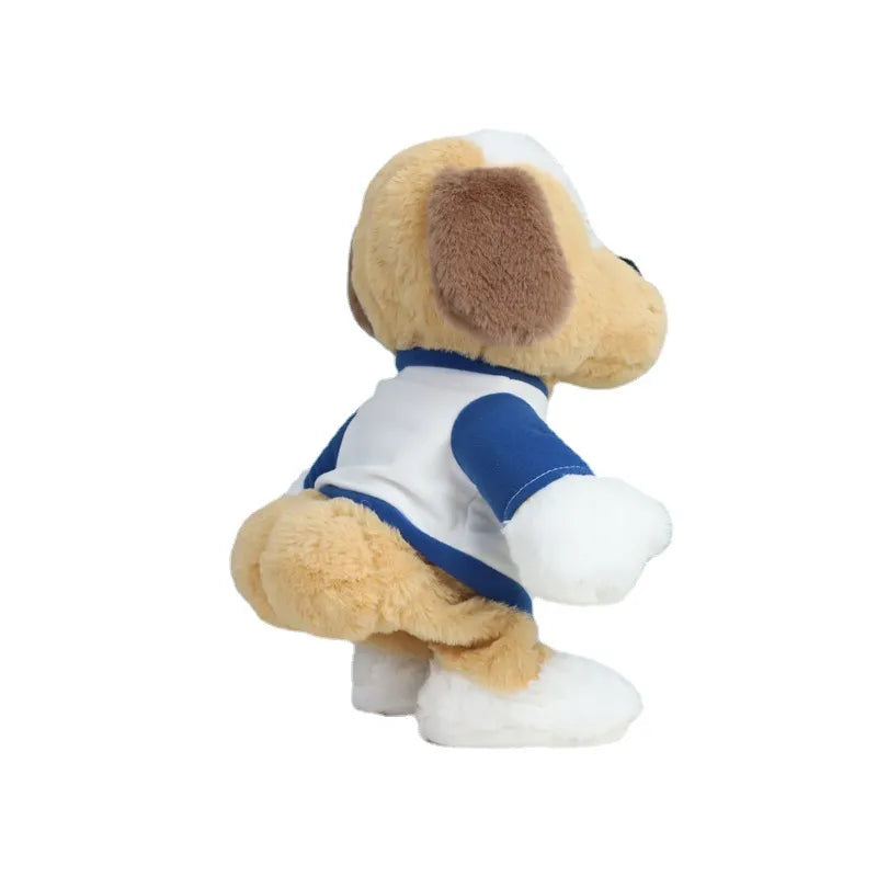 Plüschhund Spielzeug, beige-weiß, blaues Shirt, tanzend, interaktiv, Kinder, Geschenkidee