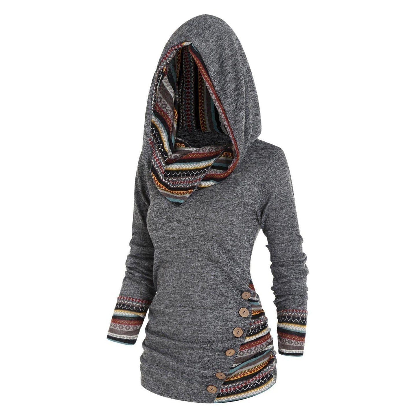 Höstlig damhoodie med tribal-mönster - Tavira