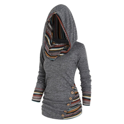 Höstlig damhoodie med tribal-mönster - Tavira