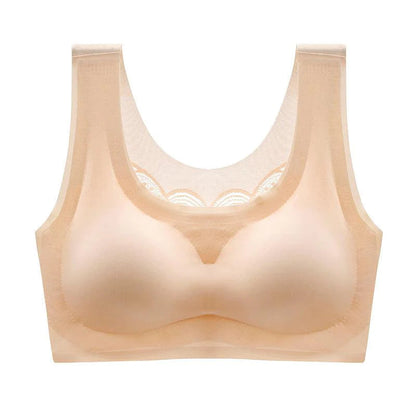 Ultradünner Oversize Ice Silk BH, hautfarben, nahtlos, bequem, atmungsaktiv.