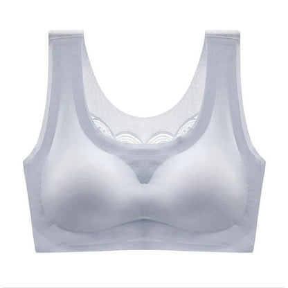 Ultradünner Oversize Ice Silk BH, weiß, nahtlos, atmungsaktiv, komfortabel, Damenunterwäsche.