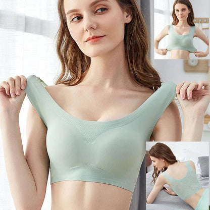 Damen Ultra-Dünner Oversize Ice Silk BH, mintgrün, nahtlos, bequem, atmungsaktiv.