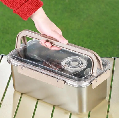 Campingservisset i rostfritt stål med förvaringsbox – CampSet