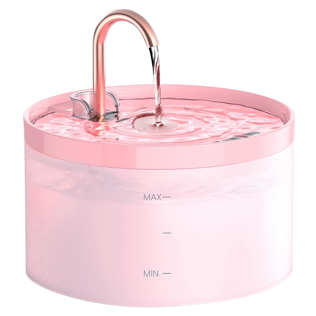 Rosa Katzenbrunnen, automatischer Wasserspender, leise Pumpe, Haustiertränke, BPA-frei.
