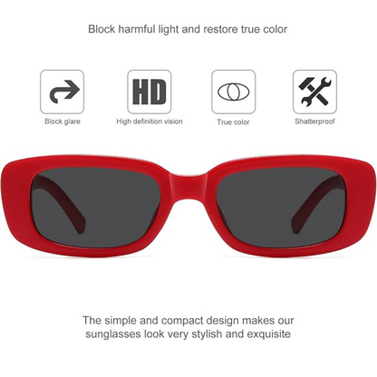 Rote rechteckige Sonnenbrille, blockiert Blendung, HD-Gläser, schlagfest, stilvolles Design.