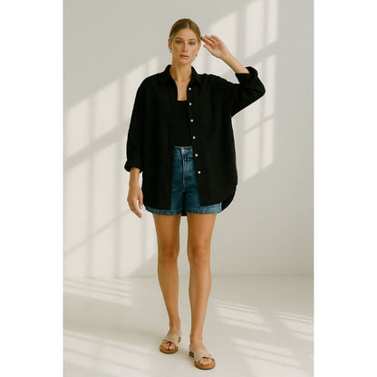 Linne damblus med knappslå – Marise