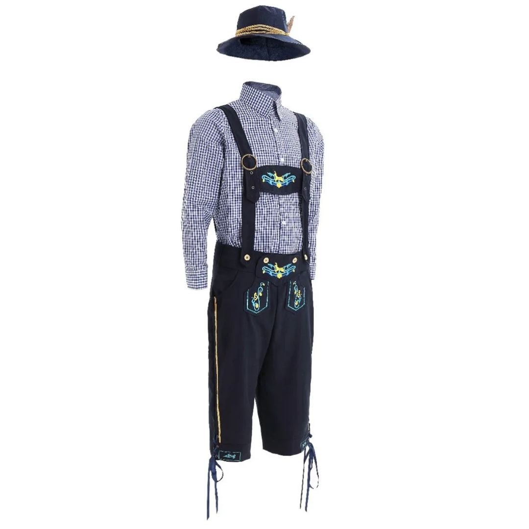 Traditionelle bayerische Tracht für Herren, bestehend aus Lederhose, Hemd und Hut.