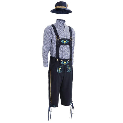 Traditionelle bayerische Tracht für Herren, bestehend aus Lederhose, Hemd und Hut.