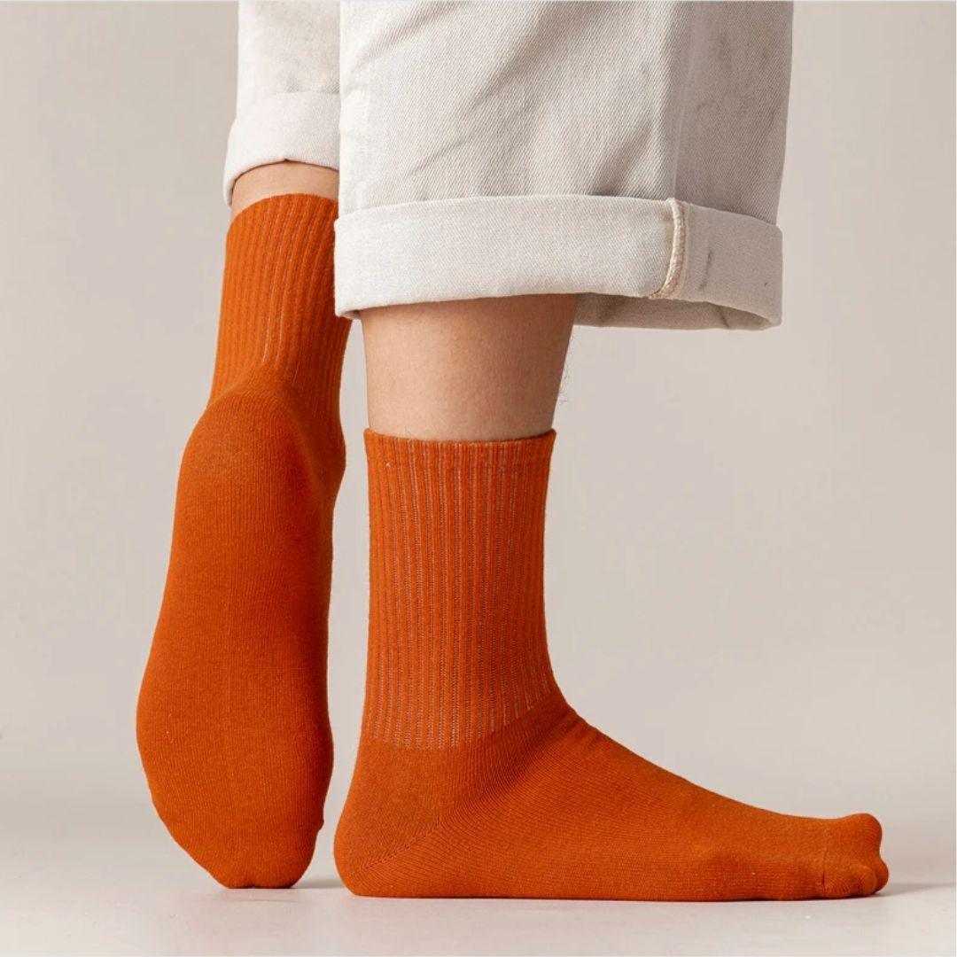 Orange Socken aus Baumwolle, unisex, bequem, modisch, ideal für Herbst, lässiger Stil.