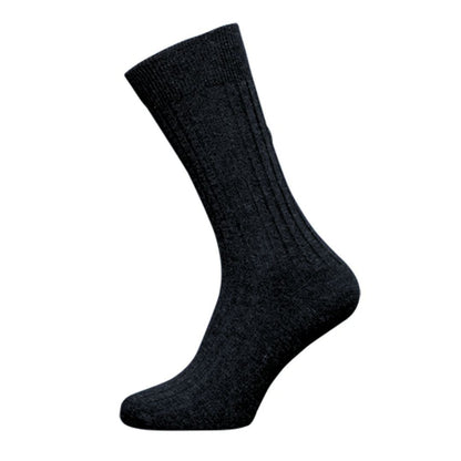 Schwarze Wollsocke, knöchelhoch, geripptes Design, warme Winterbekleidung, unisex.