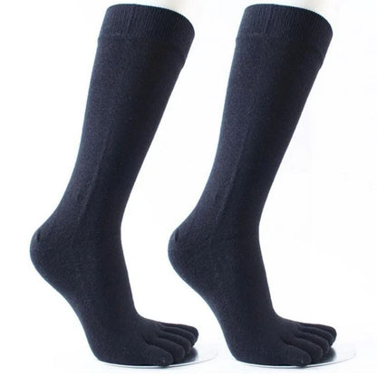 Schwarze Zehensocken, Baumwolle, knielang, atmungsaktiv, für Herren und Damen.