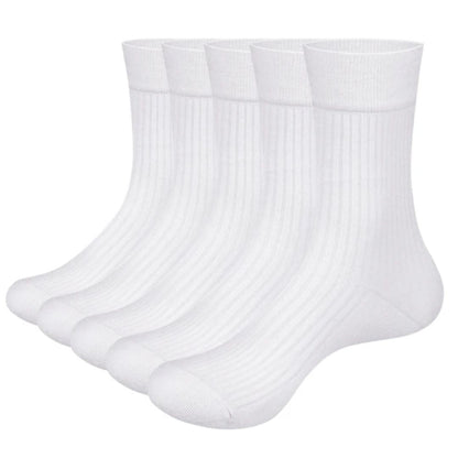 Fünf Paar weiße Baumwollsocken, knöchelhoch, atmungsaktiv, für Herren und Damen.