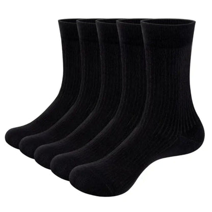 Fünf Paar schwarze Baumwollsocken, knöchelhoch, nahtlos, für Herren und Damen.