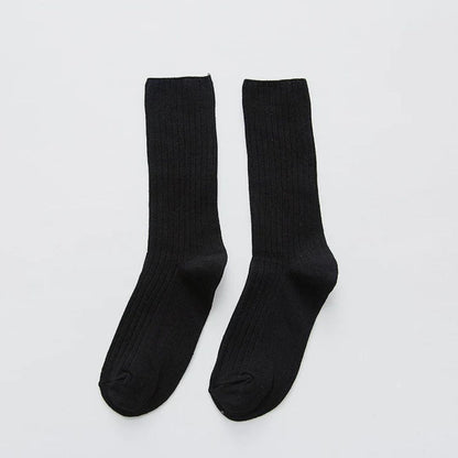 Schwarze Baumwollsocken, knielang, unisex, bequem, atmungsaktiv, modisch, Alltagskleidung.