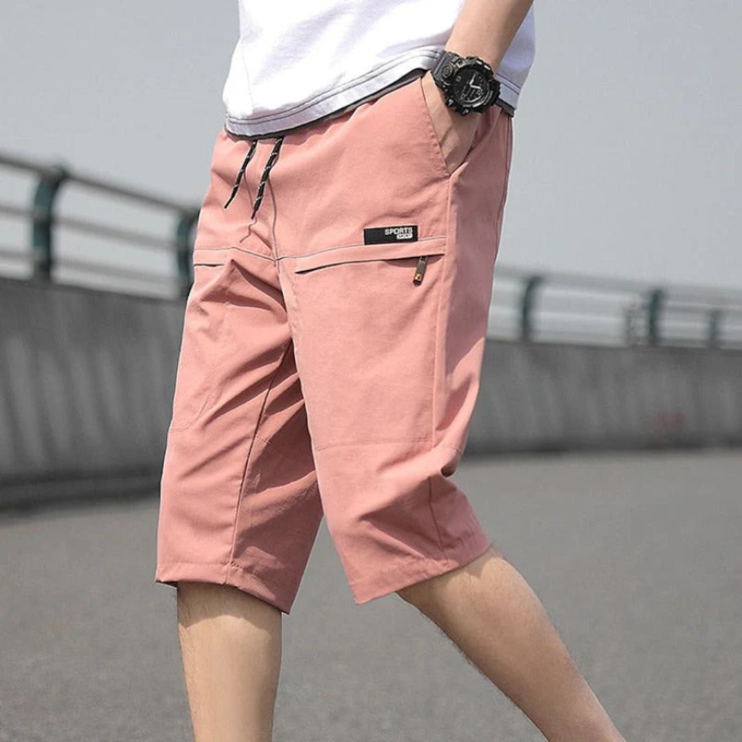 Männer Shorts rosa, lässig, mit Taschen, Kordelzug, Sommermode, Outdoor-Bekleidung.