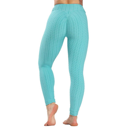 Türkise Damen-Leggings, strukturierter Stoff, nahtlos, Yoga, Fitness, Sportbekleidung.