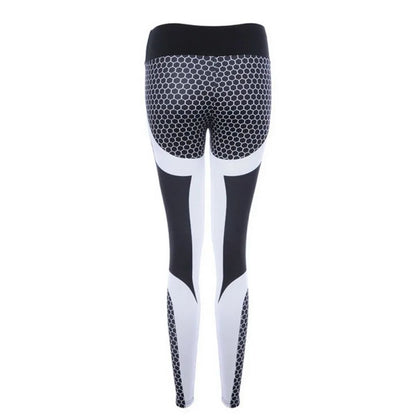 Schwarz-weiße Leggings mit Wabenmuster, Sportbekleidung, Damenmode, elastisch, bequem
